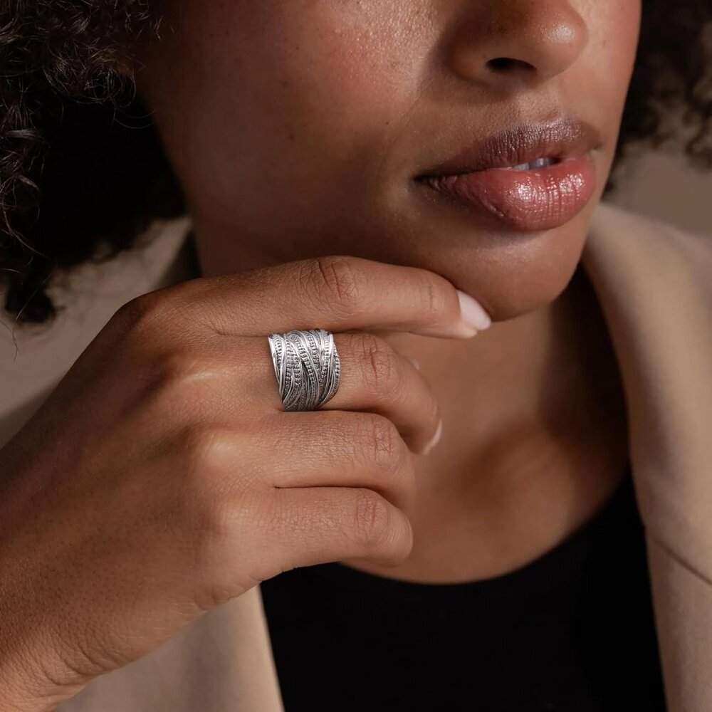 2 Tone Intertwined Crossover Statement Ring Fashi… - image 5